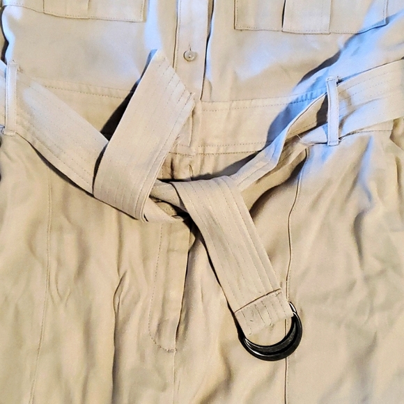 SAFARI CUTE! NWT Vera Wang beige/tan wide-leg, sleeveless, jumpsuit w/POCKETS! - Picture 6 of 14